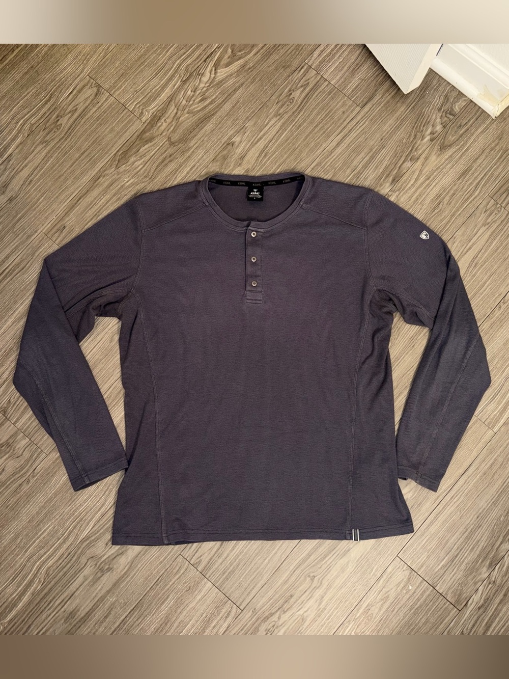 Kuhl Enticer Henley Men's Large Grey Long Sleeve Stretch Ribbed Shirt